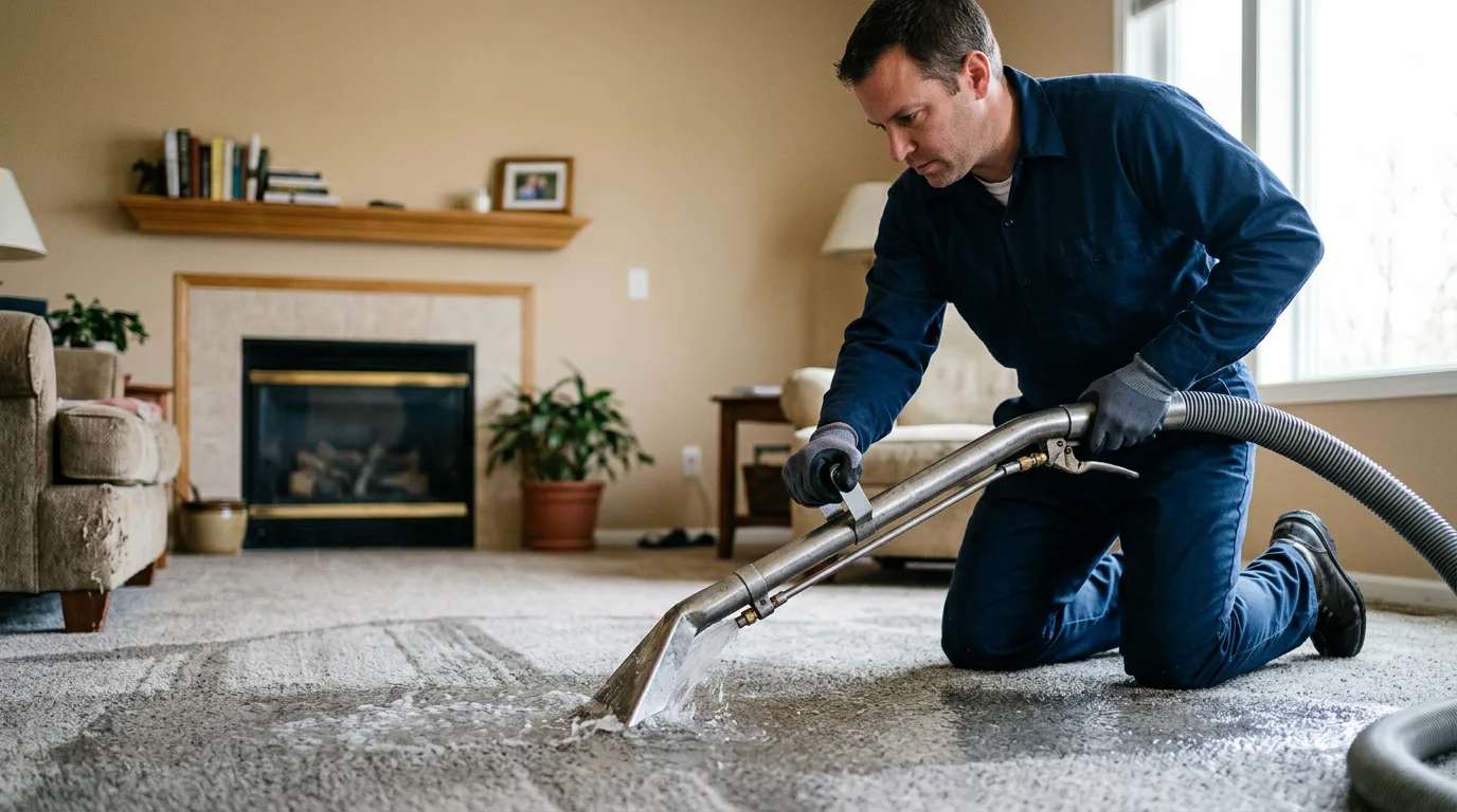 Water damage restoration technician working near Carey, OH